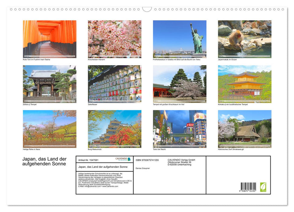 Japan, the land of the rising sun (CALVENDO wall calendar 2024) 