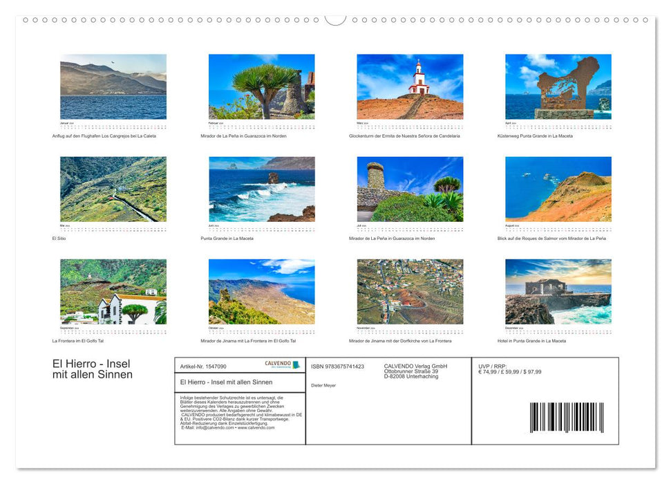 El Hierro - L'île avec tous les sens (Calvendo Premium Wall Calendar 2024) 