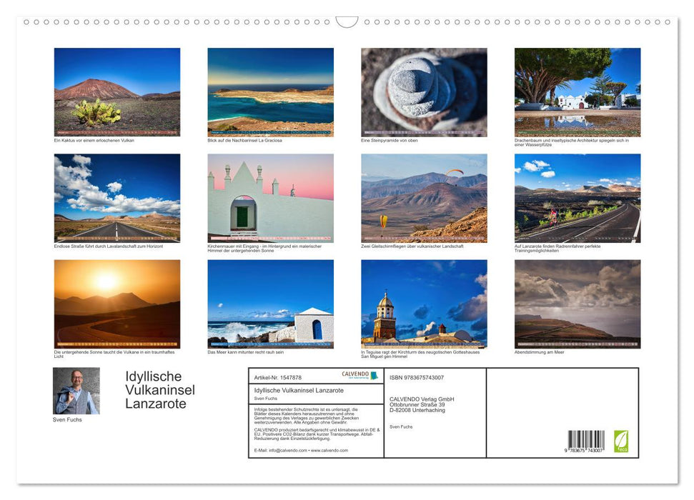 Idyllische Vulkaninsel Lanzarote (CALVENDO Wandkalender 2024)