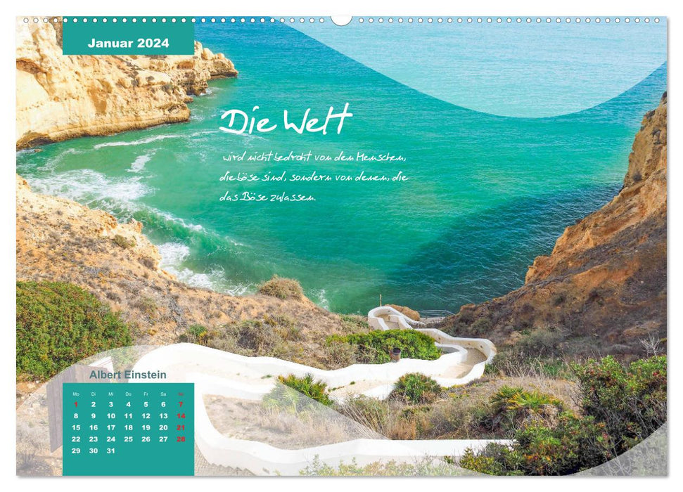 Mittelmeer, Meer, Wellen, Strand, Muscheln, Sand & Zitate (CALVENDO Premium Wandkalender 2024)