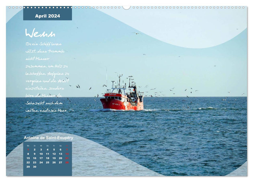 Mittelmeer, Meer, Wellen, Strand, Muscheln, Sand & Zitate (CALVENDO Wandkalender 2024)