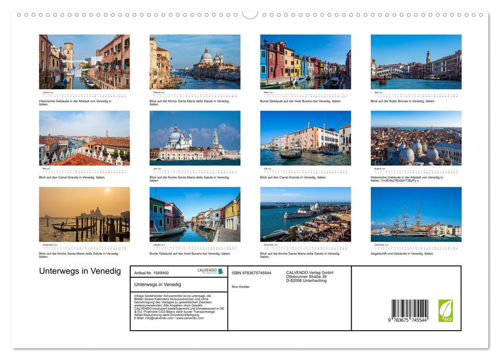 En déplacement à Venise (Calvendo Premium Wall Calendar 2024) 