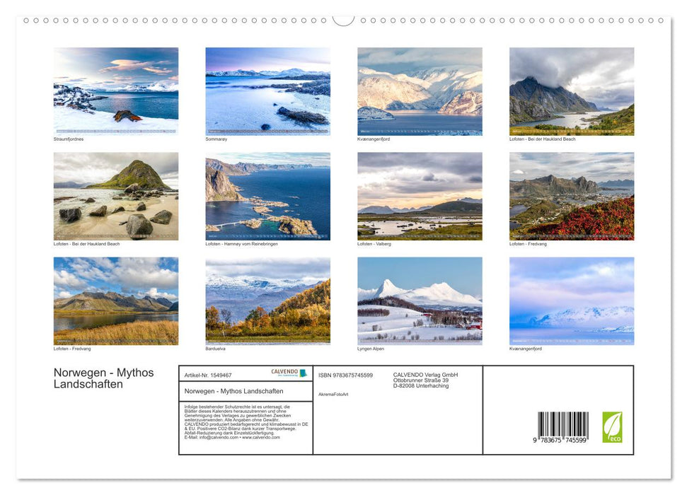 Norvège – Paysages mythiques (Calvendo Premium Wall Calendar 2024) 