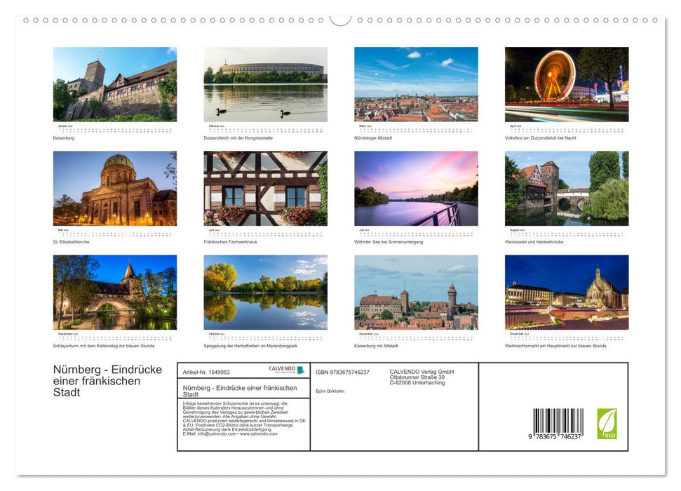 Nuremberg - Impressions d'une ville franconienne (Calvendo Premium Wall Calendar 2024) 