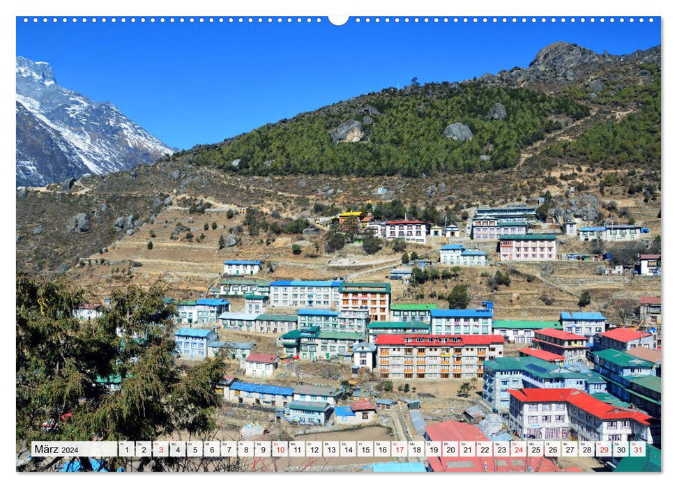 Fascination de NAMCHE BAZAR, la principale ville de la région de Khumbu (Calendrier mural Premium CALVENDO 2024)