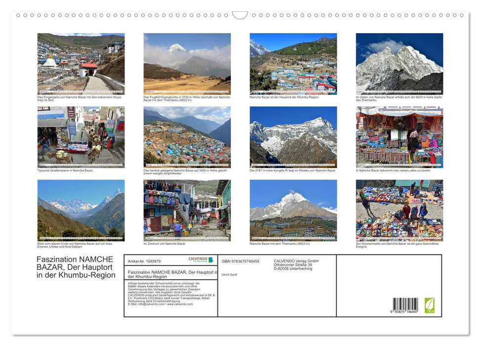 Fascination de NAMCHE BAZAR, la principale ville de la région du Khumbu (calendrier mural CALVENDO 2024)