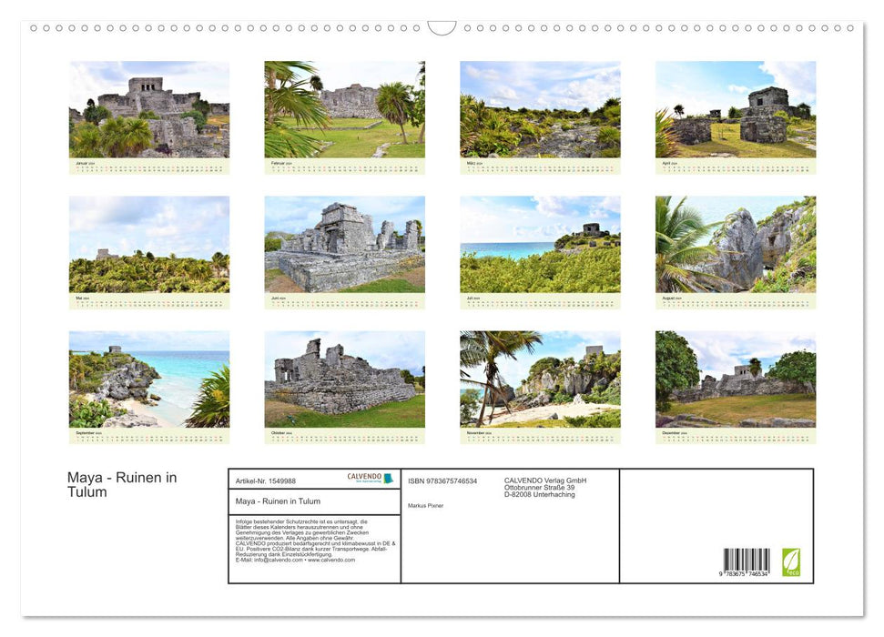 Maya - Ruinen in Tulum (CALVENDO Wandkalender 2024)