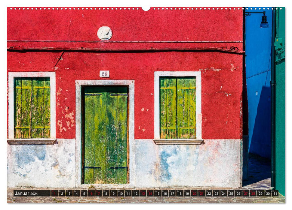 Burano - L'île aux maisons colorées (Calvendo Premium Wall Calendar 2024) 