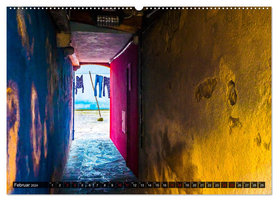 Burano - L'île aux maisons colorées (Calvendo Premium Wall Calendar 2024) 