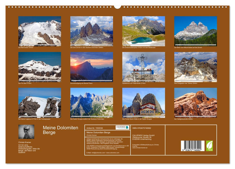 Meine Dolomiten Berge (CALVENDO Premium Wandkalender 2024)