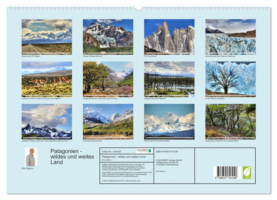 Patagonie - terre sauvage et vaste (Calendrier mural CALVENDO Premium 2024) 