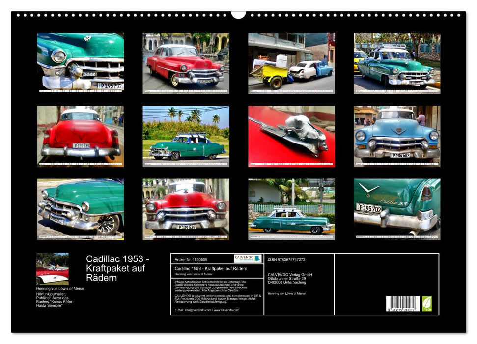 Cadillac 1953 - centrale électrique sur roues (calendrier mural CALVENDO 2024) 