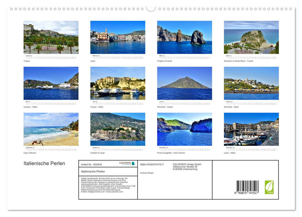 Perles italiennes (Calvendo Premium Calendrier mural 2024) 