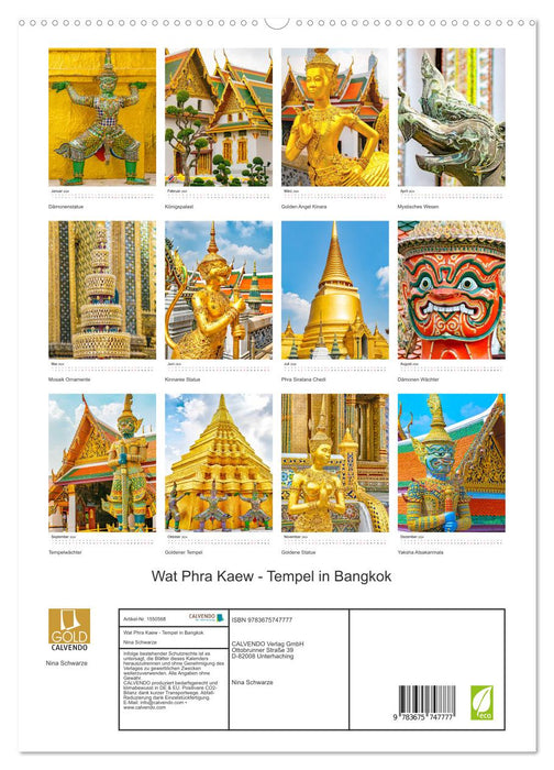 Wat Phra Kaew – Temple à Bangkok (Calvendo Premium Calendrier mural 2024) 