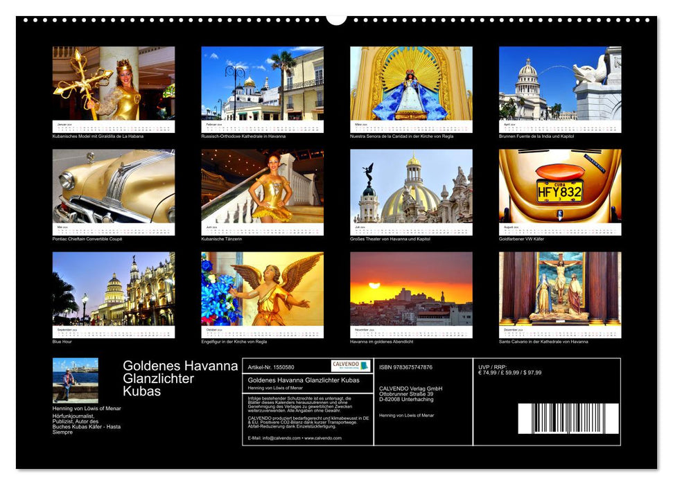 Goldenes Havanna - Glanzlichter Kubas (CALVENDO Premium Wandkalender 2024)