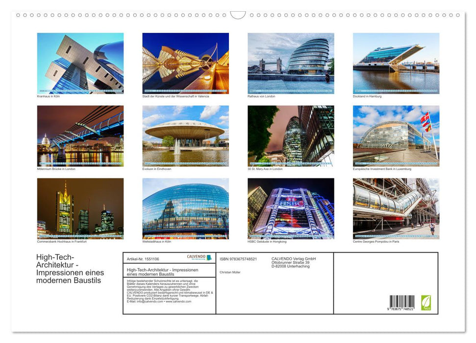 High-Tech-Architektur - Impressionen eines modernen Baustils (CALVENDO Wandkalender 2024)