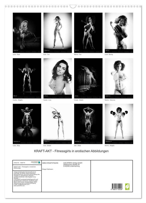 Kraft-Akt - Fitnessgirls in erotischen Abbildungen (CALVENDO Wandkalender 2024)