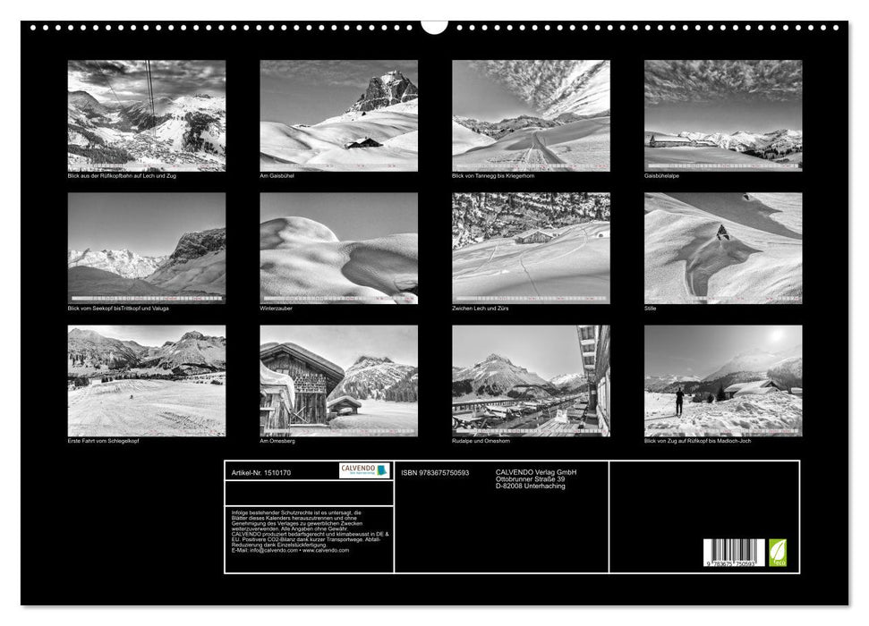 Arlberg black and white (CALVENDO wall calendar 2024) 