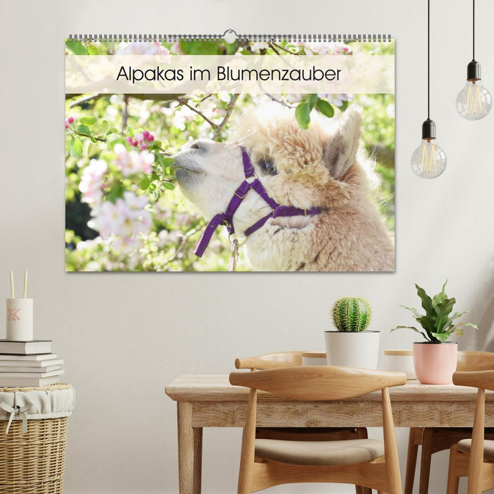 Alpacas in the magic of flowers (CALVENDO wall calendar 2024) 