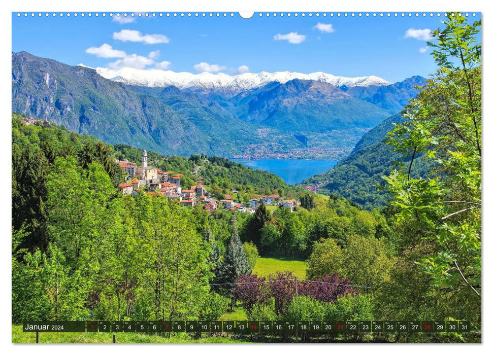 Lac de Lugano - Entre les Alpes suisses et italiennes (Calvendo Premium Wall Calendar 2024) 