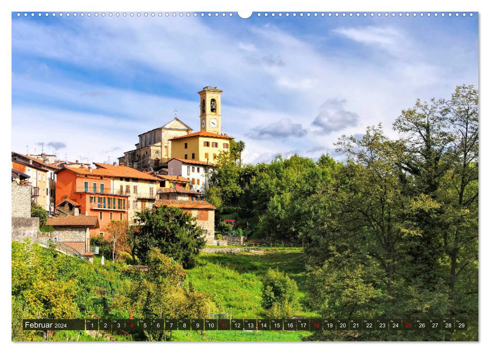 Luganer See - Zwischen Schweizer und Italienischen Alpen (CALVENDO Premium Wandkalender 2024)