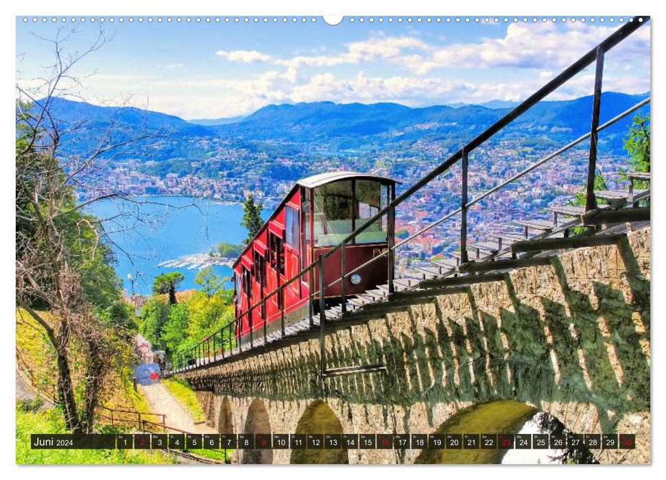 Lake Lugano - Between the Swiss and Italian Alps (CALVENDO Premium Wall Calendar 2024) 
