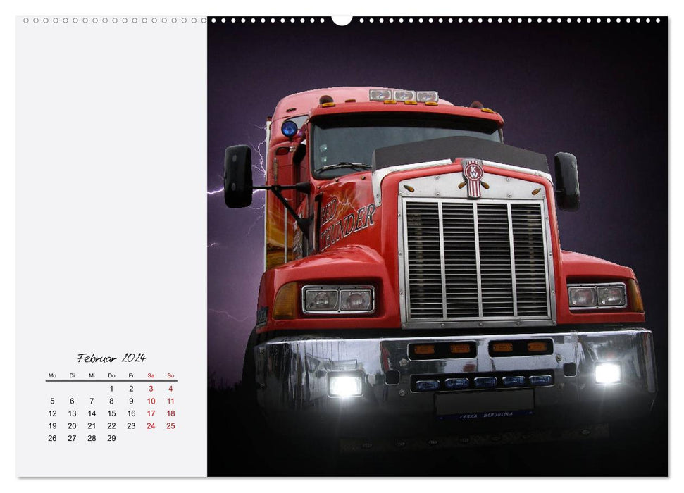 Long-hooded. Cool trucks in the USA (CALVENDO Premium Wall Calendar 2024) 