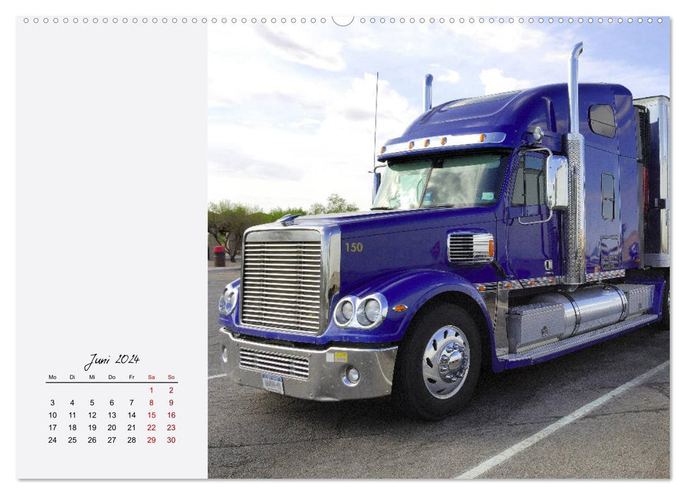 Long-hooded. Cool trucks in the USA (CALVENDO Premium Wall Calendar 2024) 