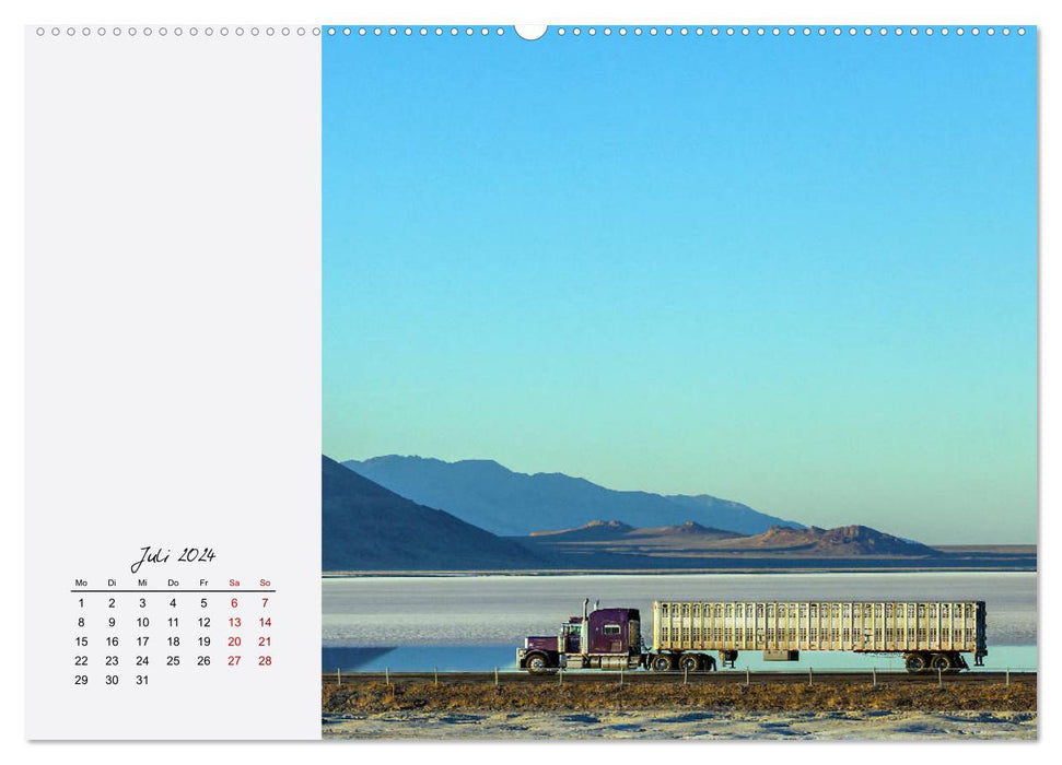 Long-hooded. Cool trucks in the USA (CALVENDO Premium Wall Calendar 2024) 