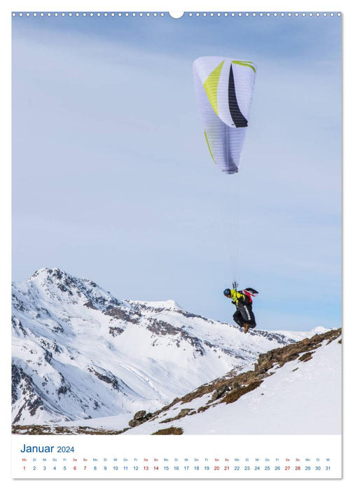 Paragliding - from green meadows to rugged glaciers (CALVENDO Premium Wall Calendar 2024) 