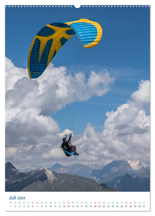 Paragliding - from green meadows to rugged glaciers (CALVENDO Premium Wall Calendar 2024) 