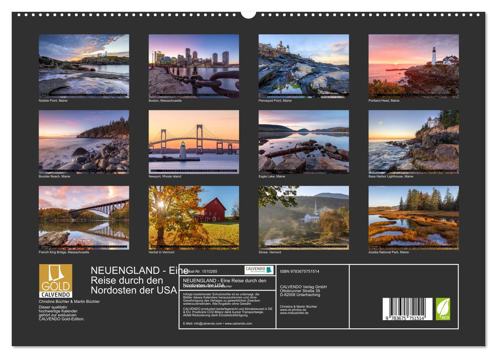 NEW ENGLAND - A journey through the northeast of the USA (CALVENDO Premium Wall Calendar 2024) 
