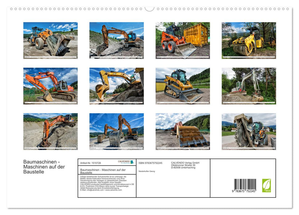 Baumaschinen - Maschinen auf der Baustelle (CALVENDO Premium Wandkalender 2024)