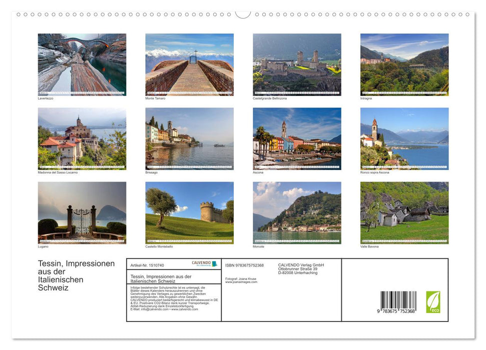 Tessin, Impressionen aus der Italienischen Schweiz (CALVENDO Premium Wandkalender 2024)