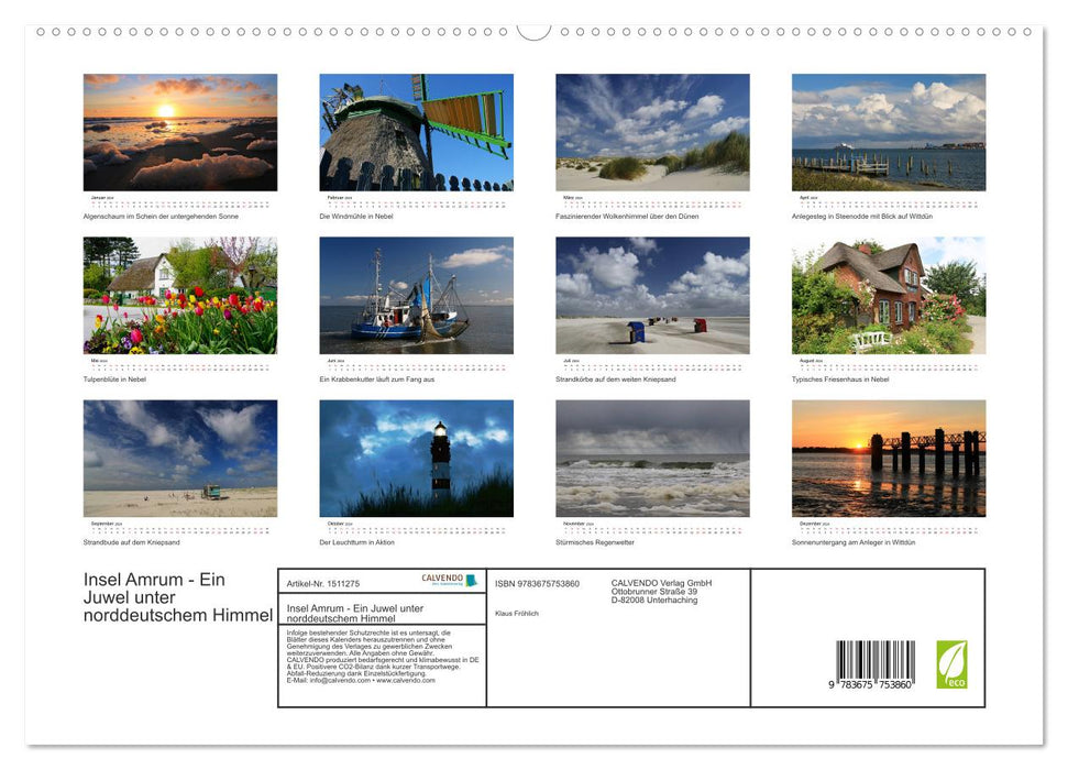 Île d'Amrum - Un joyau sous le ciel du nord de l'Allemagne (Calvendo Premium Wall Calendar 2024) 