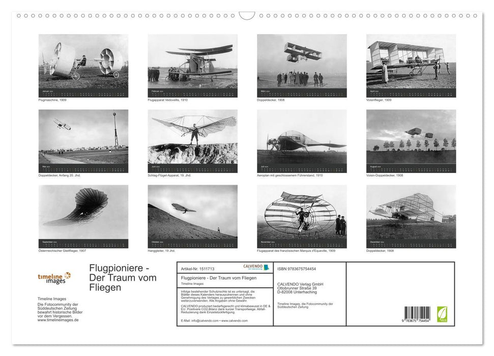 Flugpioniere - Der Traum vom Fliegen (CALVENDO Wandkalender 2024)