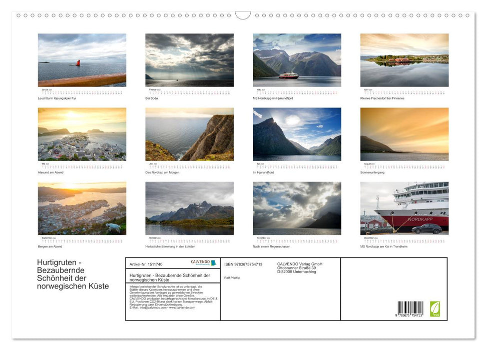 Hurtigruten - Bezaubernde Schönheit der norwegischen Küste (CALVENDO Wandkalender 2024)