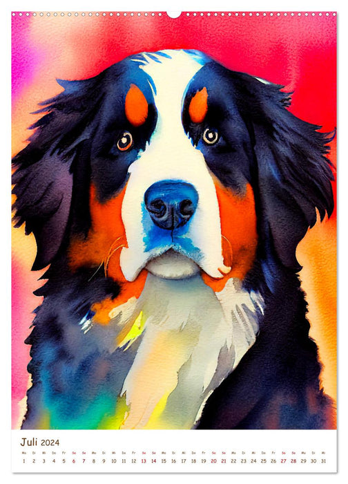 Berner Sennenhund 2024. Schöne Aquarelle der schweizer Hunderasse (CALVENDO Premium Wandkalender 2024)