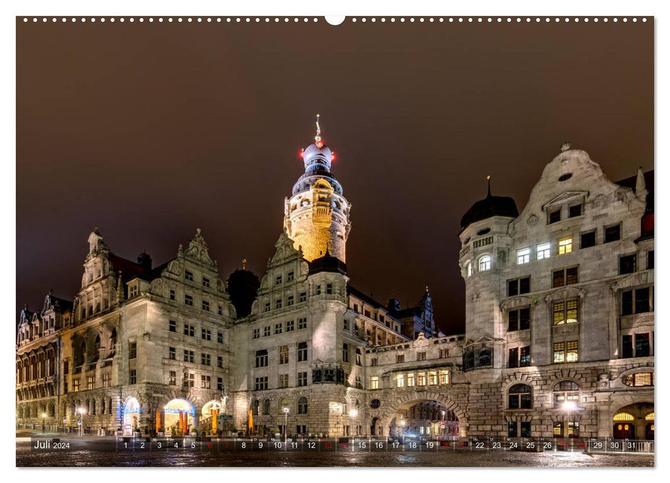 Nachts in Leipzig (CALVENDO Premium Wandkalender 2024)