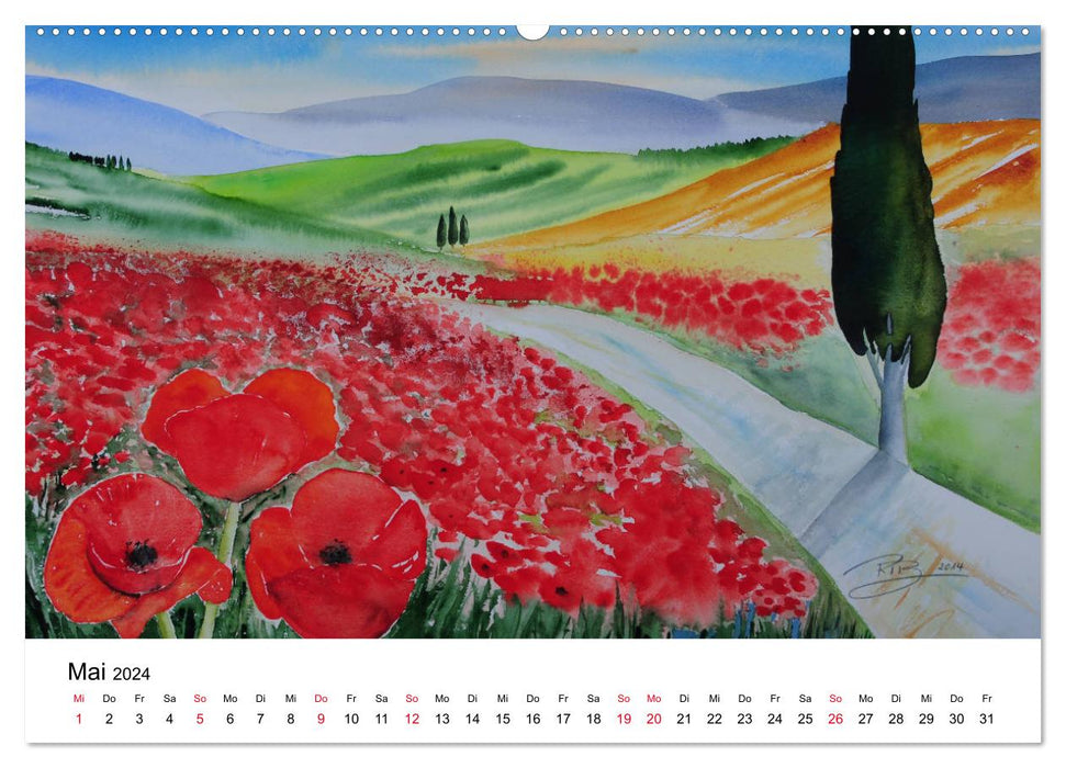 Landschafts-Aquarelle 2024 Roswita Ilona Baumann (CALVENDO Premium Wandkalender 2024)