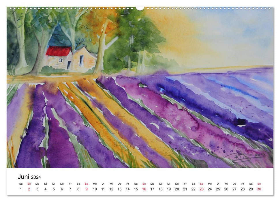 Landschafts-Aquarelle 2024 Roswita Ilona Baumann (CALVENDO Premium Wandkalender 2024)