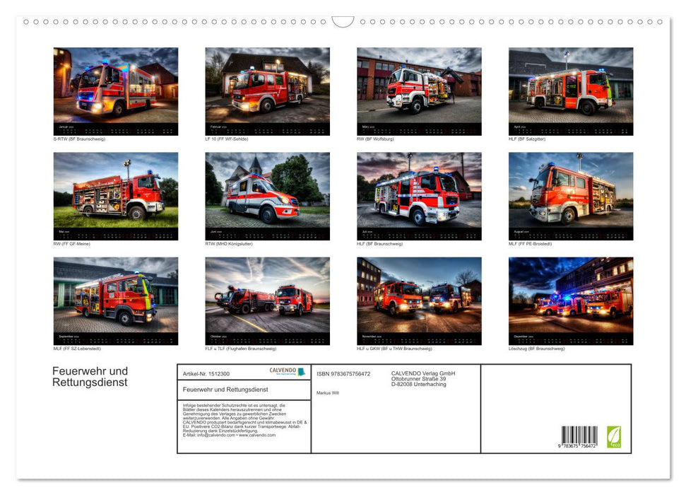 Fire brigade and rescue service (CALVENDO wall calendar 2024)