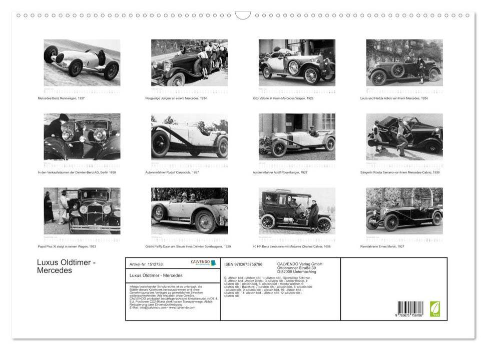 Luxus Oldtimer - Mercedes (CALVENDO Wandkalender 2024)