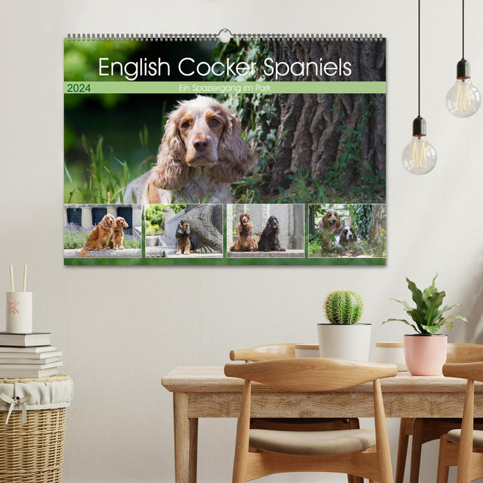 English Cocker Spaniels - A Walk in the Park (CALVENDO Wall Calendar 2024) 