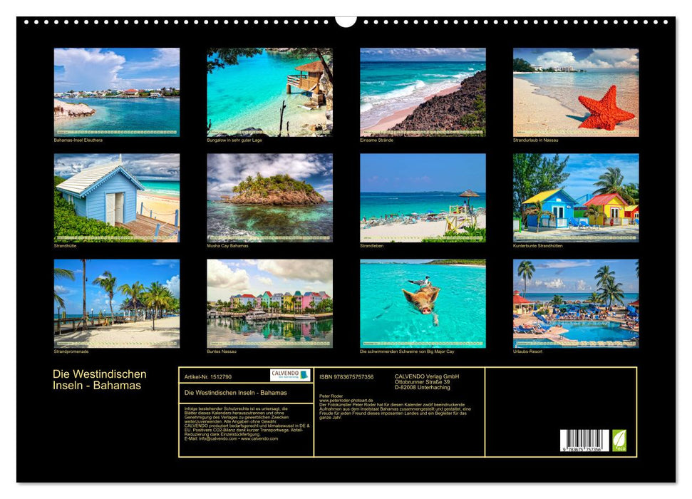 The West Indies - Bahamas (CALVENDO Wall Calendar 2024) 