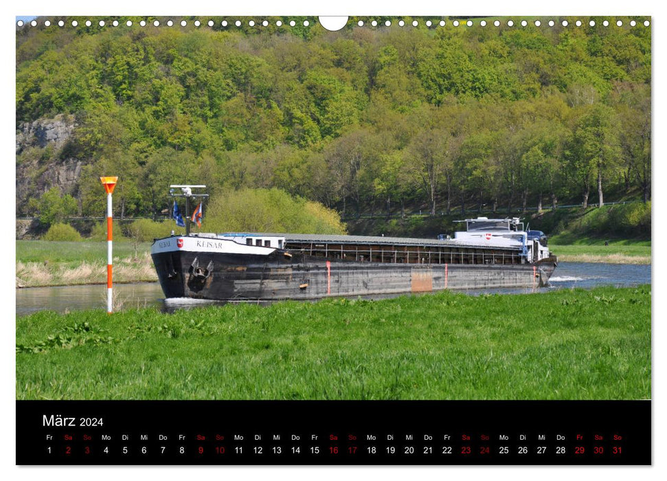 Ships on the Oberweser (CALVENDO wall calendar 2024) 