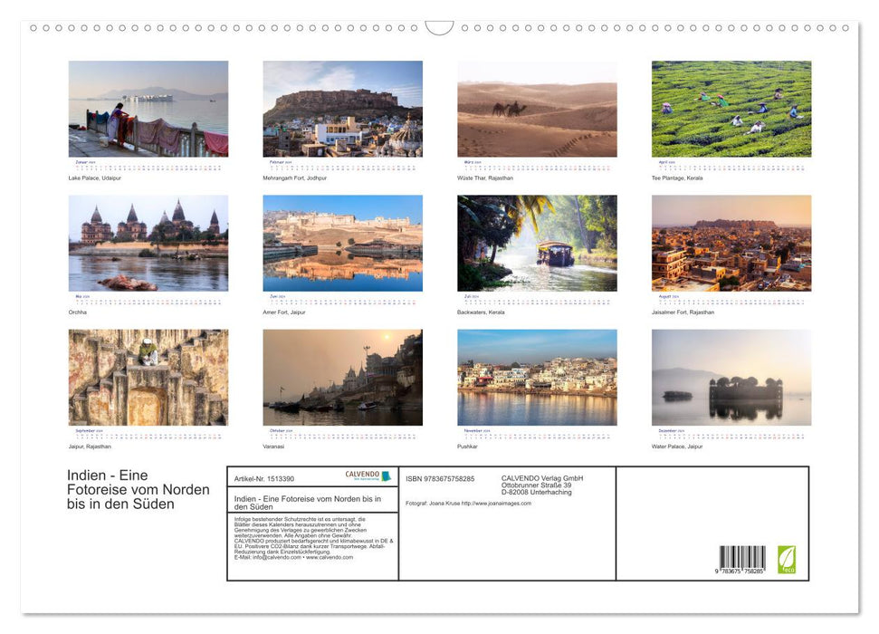 India - A photo trip from the north to the south (CALVENDO wall calendar 2024) 