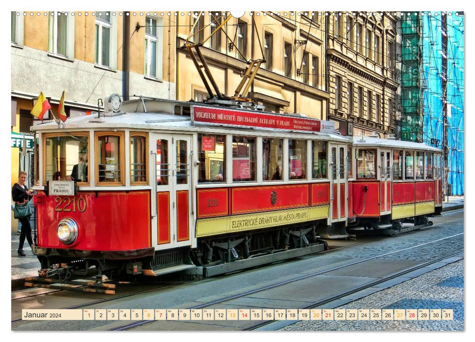 Through the world by tram (CALVENDO Premium wall calendar 2024) 