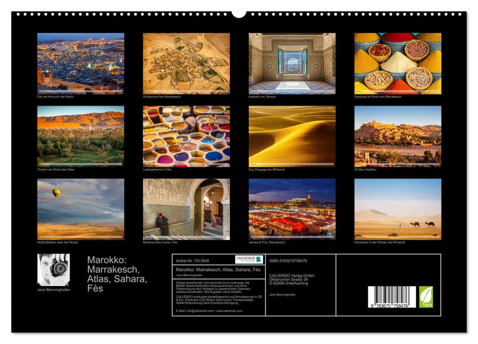 Marokko: Marrakesch, Atlas, Sahara, Fès (CALVENDO Premium Wandkalender 2024)