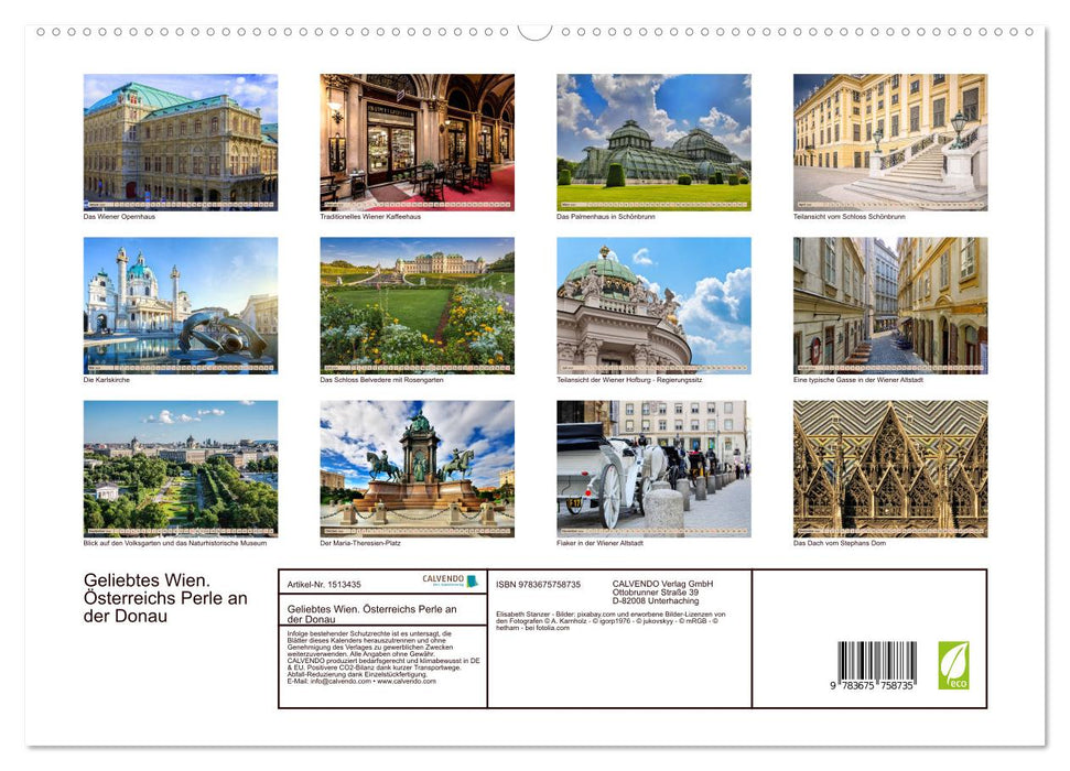 Beloved Vienna. Austria's pearl on the Danube (CALVENDO Premium Wall Calendar 2024) 